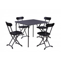 set horeca pieghevole (1 tavolo 4 sedie) in acciaio, color antracite, top in pe