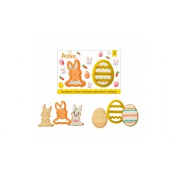 Serie di tagliapasta a forma di coniglio e uovo pasquale in...