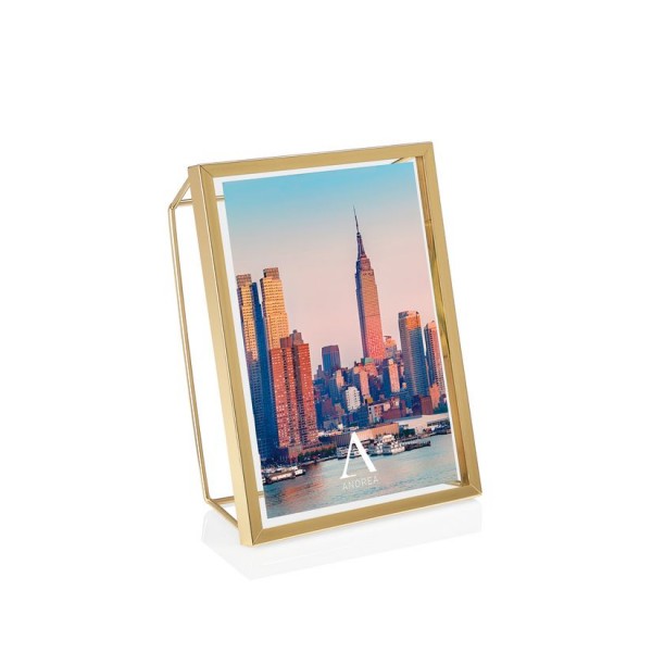 Prtafoto con cornice geometrica 3d 10x15 in metallo con finitura oro Prtafoto con cornice geometrica 3d 10x15 in metallo con finitura oro
