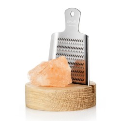 Grattugie, affettare, tritare, sbucciare: Grattugia mini con base in legno e gemme di sale dell'hymalaia
