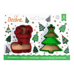 Serie di tagliapasta a forma di albero natale e scarpone in plastica - serie set 2