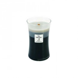 Candela con tripla essenza profumata: large warm woods