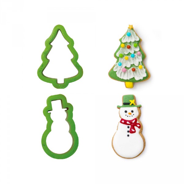 Serie di tagliapasta a forma di albero natale e pupazzo neve - serie set 2