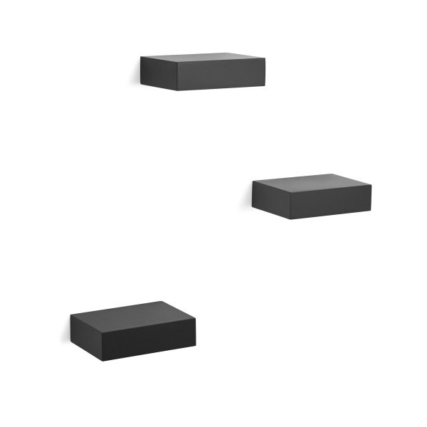 Complementi a muro: Showcase set 3 mensole black