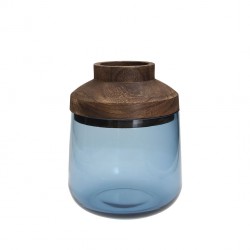 Vaso di vetro colorato blue con coperchio da 25 cm - serie caddy