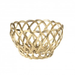 Fruttiere e portapane: Intreccio cestino tondo dorato 15 cm