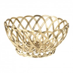 Fruttiere e portapane: Intreccio cestino tondo dorato 19 cm