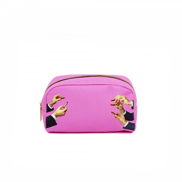 Beauty-case - stampa fantasia lipsticks pink - size 23x8 cm - serie toiletpaper