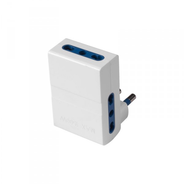 Accessori elettrici: Adattatore imq salvaspazio con 3 prese bivalenti 10/16a - spina 16a - blister Accessori elettrici: Adattatore imq salvaspazio con 3 prese bivalenti 10/16a - spina 16a - blister