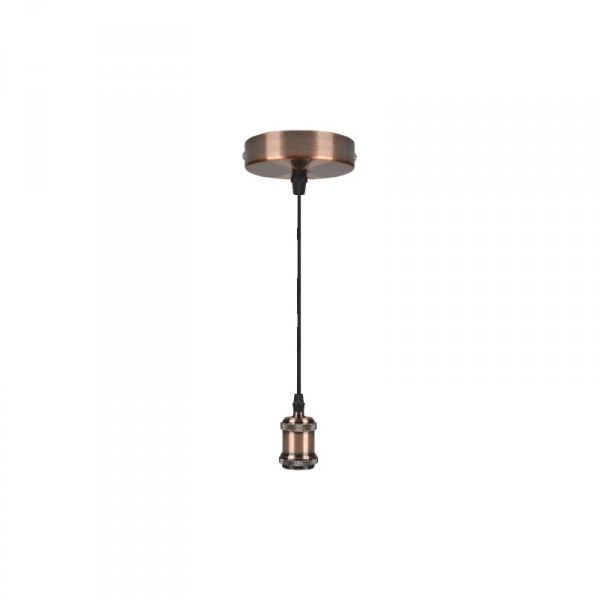 Accessori elettrici: Lampada pendel vintage e27 trecciato nero 1 mt color rame