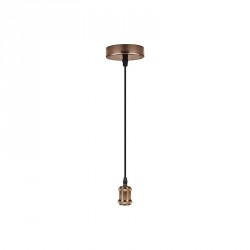 Illuminazione: Lampada pendel vintage e27 trecciato nero 1 mt color rame chiaro
