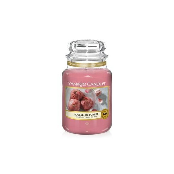 Candela profumata large in vetro con tappo - frag. roseberry sorbet Candela profumata large in vetro con tappo - frag. roseberry sorbet