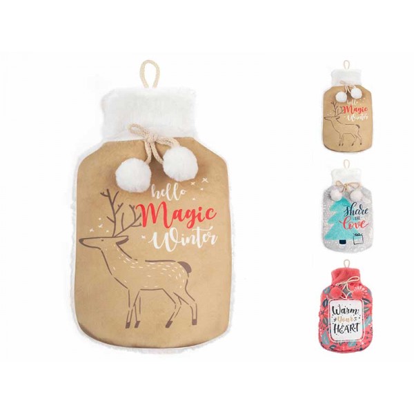 Borsa da 2 lt per acqua calda - decoro a winter - serie pompom Borsa da 2 lt per acqua calda - decoro a winter - serie pompom