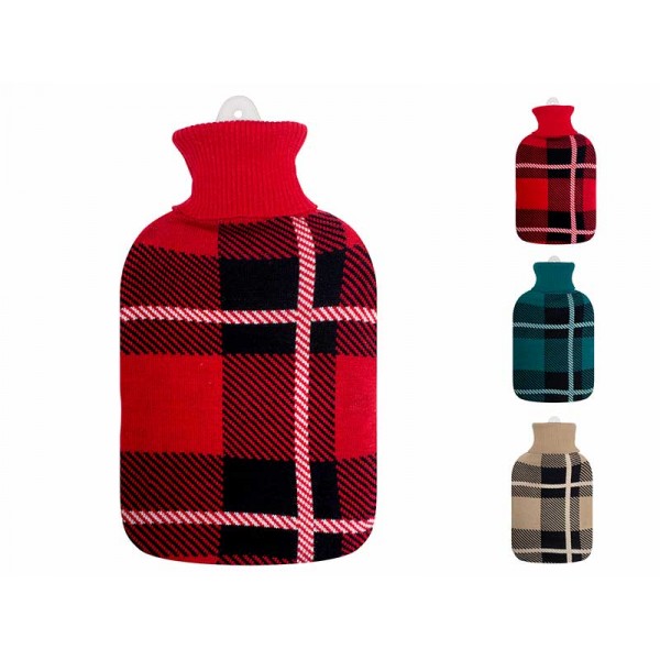 Borsa da 2 lt per acqua calda - decoro a maglia tartan Borsa da 2 lt per acqua calda - decoro a maglia tartan