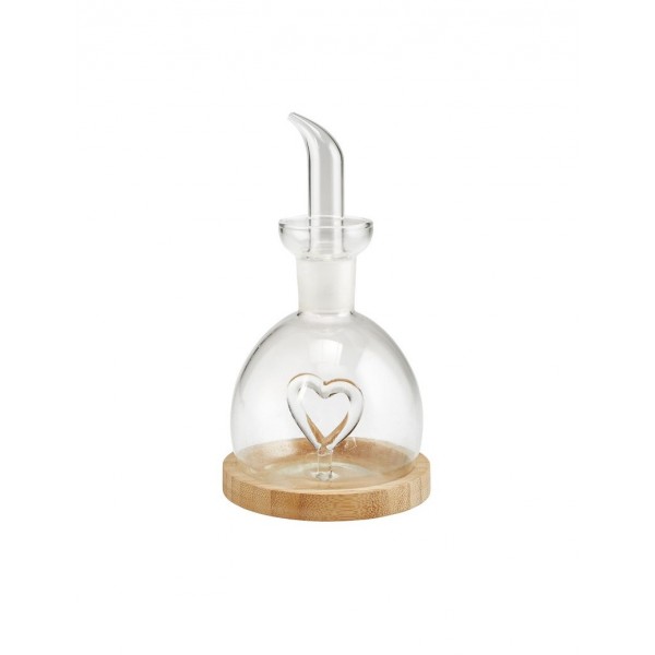 Oliera di vetro base bamboo naturale - serie love Oliera di vetro base bamboo naturale - serie love