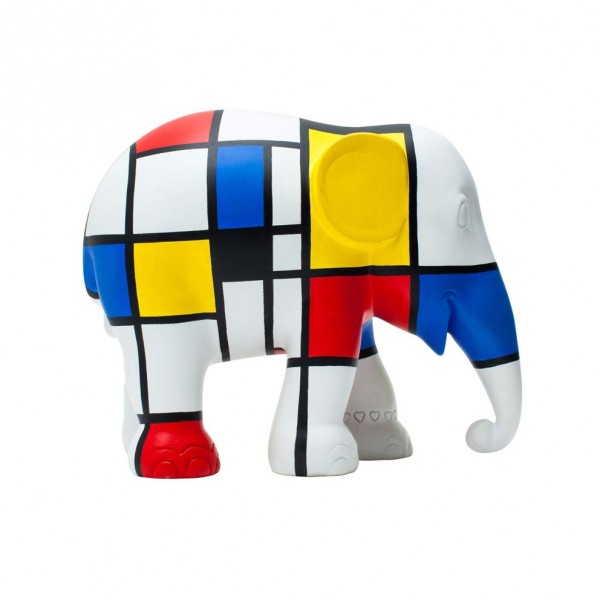 Elefantino d'autore - arte hommage to mondriaan - h cm 20 - statuetta solidale Elefantino d'autore - arte hommage to mondriaan - h cm 20 - statuetta solidale
