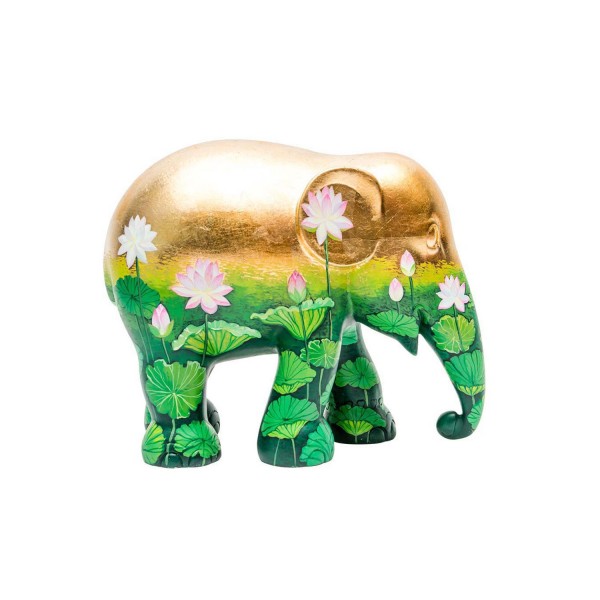 Elefantino d'autore - arte golden lotus - h cm 20 - statuetta solidale Elefantino d'autore - arte golden lotus - h cm 20 - statuetta solidale