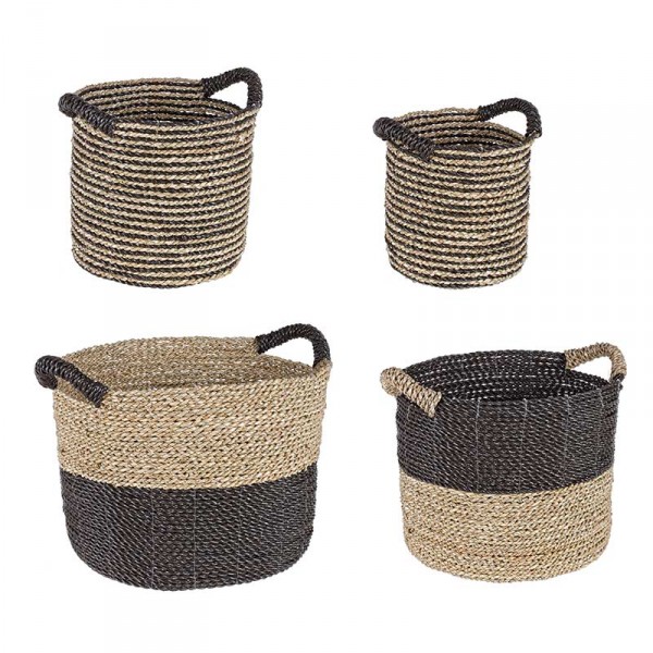 Cesta mod. dafne a cilindro alto colore corda e nero tg. m - linea 2m