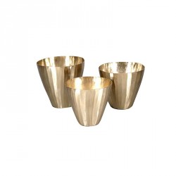 Vaso in alluminio lavorato a mano - serie chisel - finishing lucente - size s