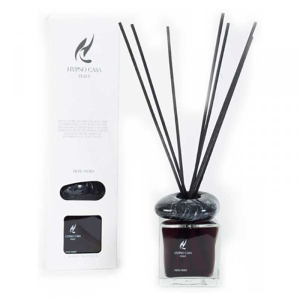 Diffondi fragranza essenza pepe nero - 100 ml - con bastoncini - serie sasso Diffondi fragranza essenza pepe nero - 100 ml - con bastoncini - serie sasso