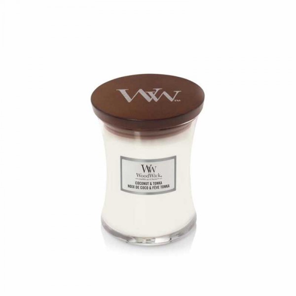 Candela con cera profumata: coconut & tonka - serie jar - medio formato