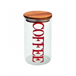 Barattolo di vetro con coperchio in legno con scritta coffee - serie acacia
