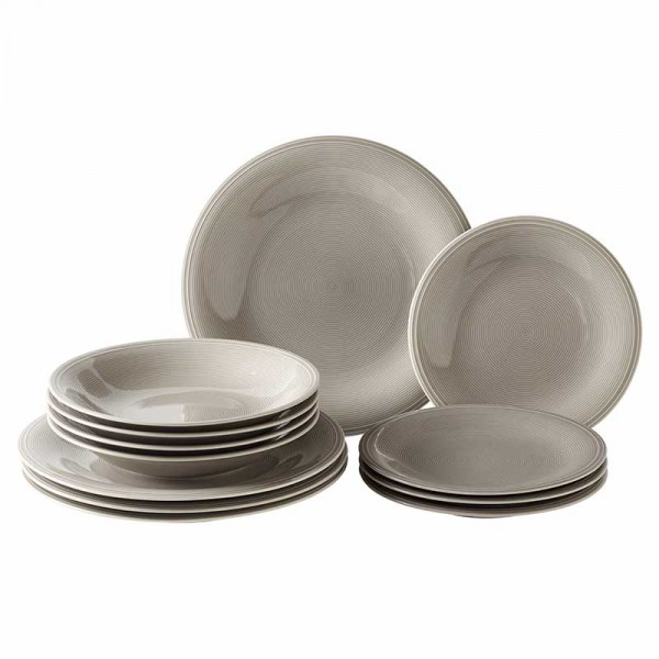 Set di piatti stile stone 12 pz - serie color loop Set di piatti stile stone 12 pz - serie color loop