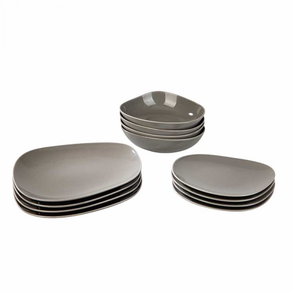 Servizio di piatti: Organic taupe servizio di piatti 12 pz Servizio di piatti: Organic taupe servizio di piatti 12 pz