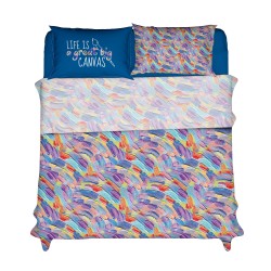 Biancheria da letto: Completo letto singolo art multicolor 100% cotone