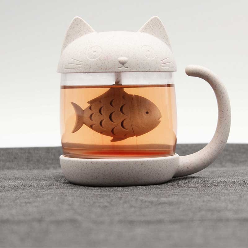 Tazza Da Tè In Ceramica Marmorizzata Yundu Con Infusore E Coperchio – 470 Ml, Colore Crema, Regalo Perfetto Per Gli Amanti Del Tè