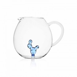 Brocca di vetro - disegno con cactus blu - serie desert