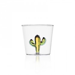 Bicchiere tumbler - disegno con cactus verde e ambra - serie...