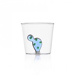 Bicchiere tumbler - disegno con cactus blu - serie desert