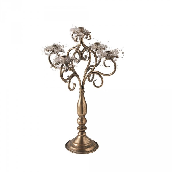 Lanterne e portacandele: Candeliere riccioli 5 fiamme metal