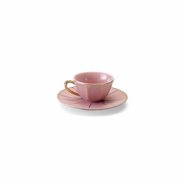 Tazze e teiere: Vintage tazza caffe con piatto rosa