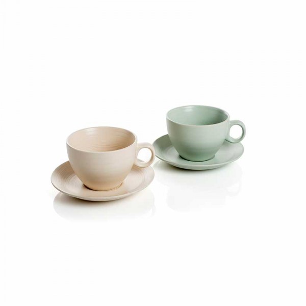 Servizio da 2 tazze jumbo con piattino - crema - collezione Marrakesh