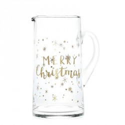 Brocca in vetro con decoro merry christmas oro 1,2 lt