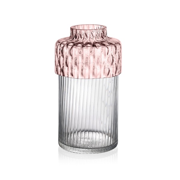 Vaso 28 cm rosa e trasparente - linea xyz