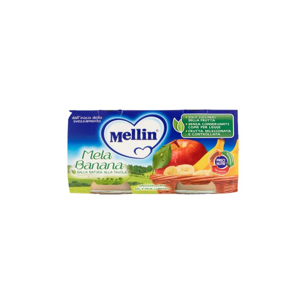 Mellin Omogeneizzato Alla Frutta Mela E Banana Bambini 2 Vasetti 100gr