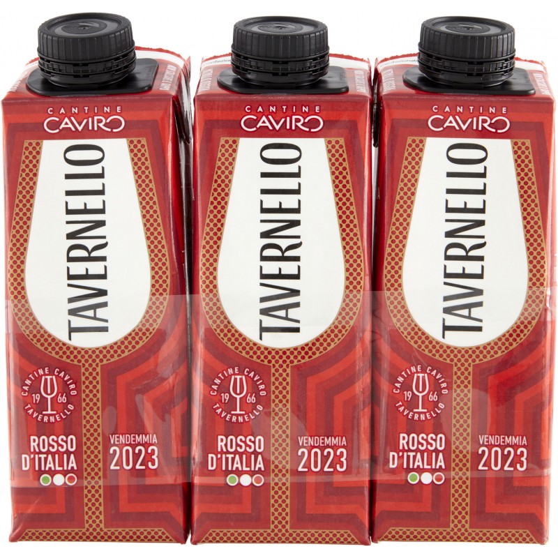 Tavernello Vino Rosso D'Italia Alcolico 3 Pezzi 75 Cl