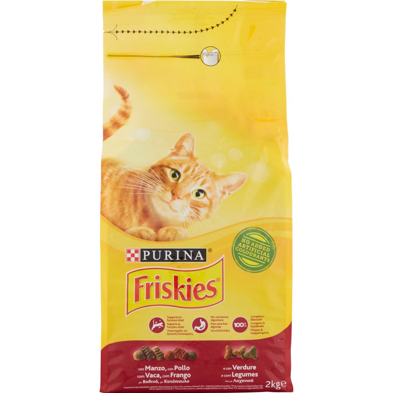 PURINA FRISKIES Gatto Crocchette con Manzo con Pollo e con Verdure 2 kg. PURINA FRISKIES Gatto Crocchette con Manzo con Pollo e con Verdure 2 kg.