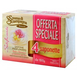 Spuma di Sciampagna saponette profumate rosa-vaniglia - gr.100 x4