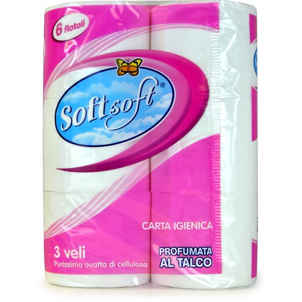 Soft Soft Carta Igienica 3 Veli Profumata Al Talco Conf. Da 6 Rotoli