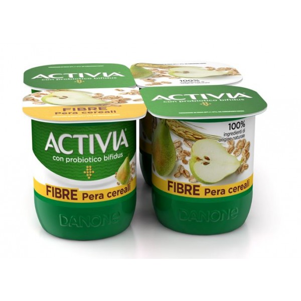 Danone Activia Yogurt Con Fibre Pera E Cereali 4 Vasetti gr. 125