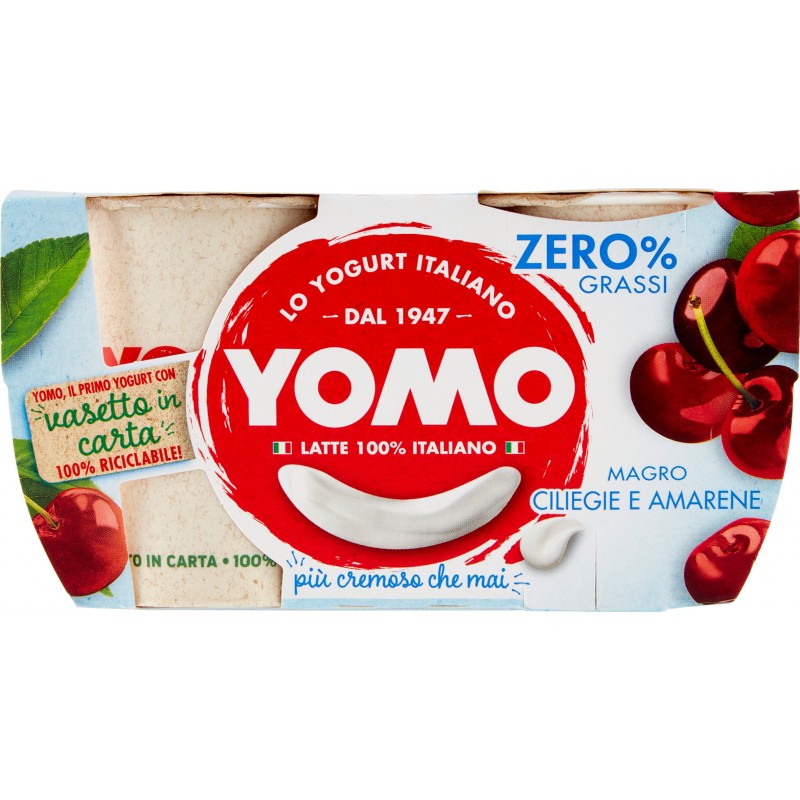 Yomo Yogurt Magro 100% Naturale Alla Frutta Con Ciliegia 2 Vasetti