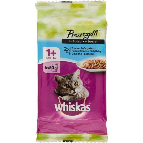Whiskas Pranzetti pesce tonno salmone gr.50 x6