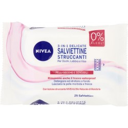 Nivea Salviettine Struccanti 3-in-1 Delicate Pelli Secche e Sensibili pz.25