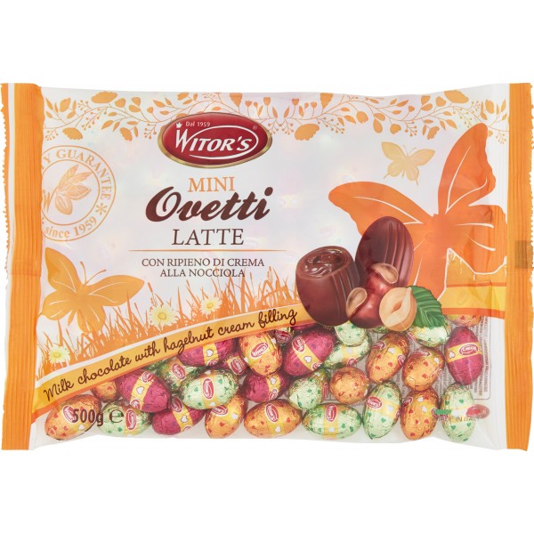 Witor's Mini Ovetti Latte con Ripieno di Crema alla Nocciola 500 gr.