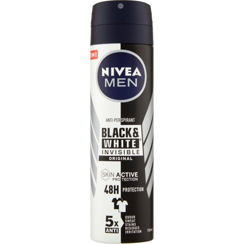 Nivea Men Deodorante Spray Invisible For Black And White Uomo ml. 150