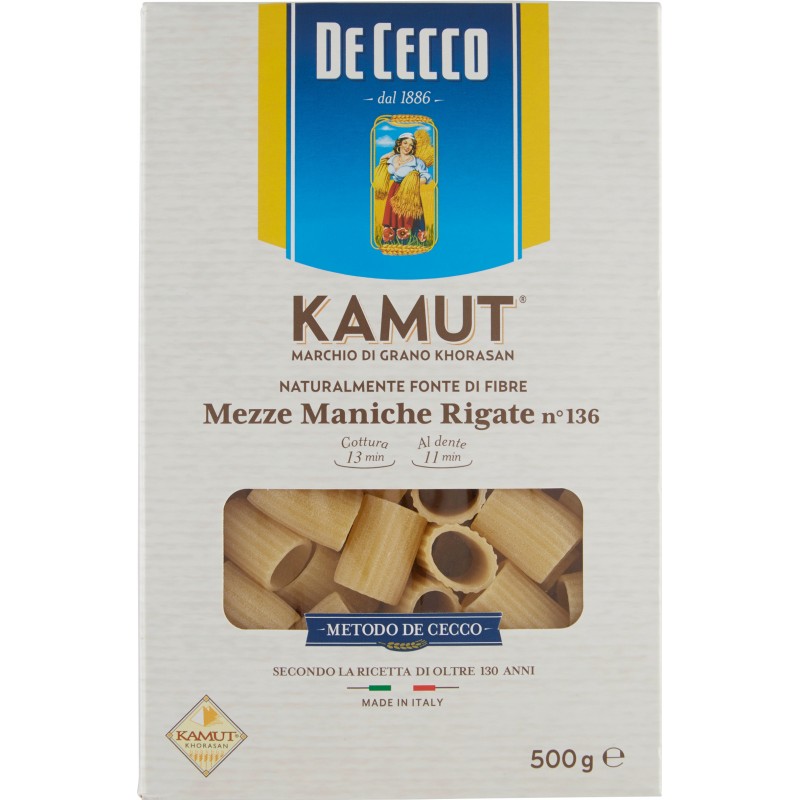 De cecco kamut mezze maniche rigate n.136 gr.500